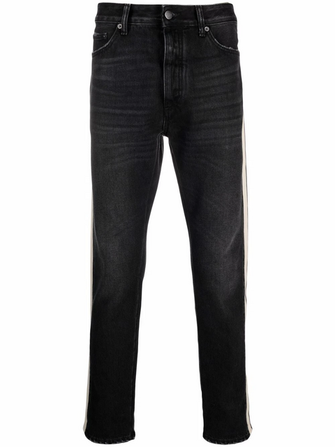 BLACK WASH TRACK DENIM PANTS