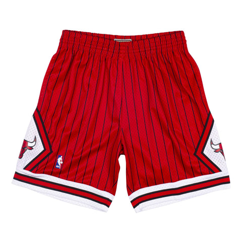 CHICAGO BULLS '95 -'96 Red Pinstripe Swingman Shorts