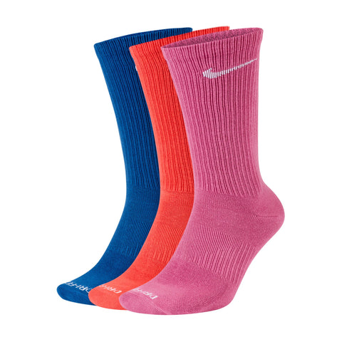 Nike Everyday Plus Lightweight Women's Training Crew Socks (3 Pairs Blue/Orange/Pink)