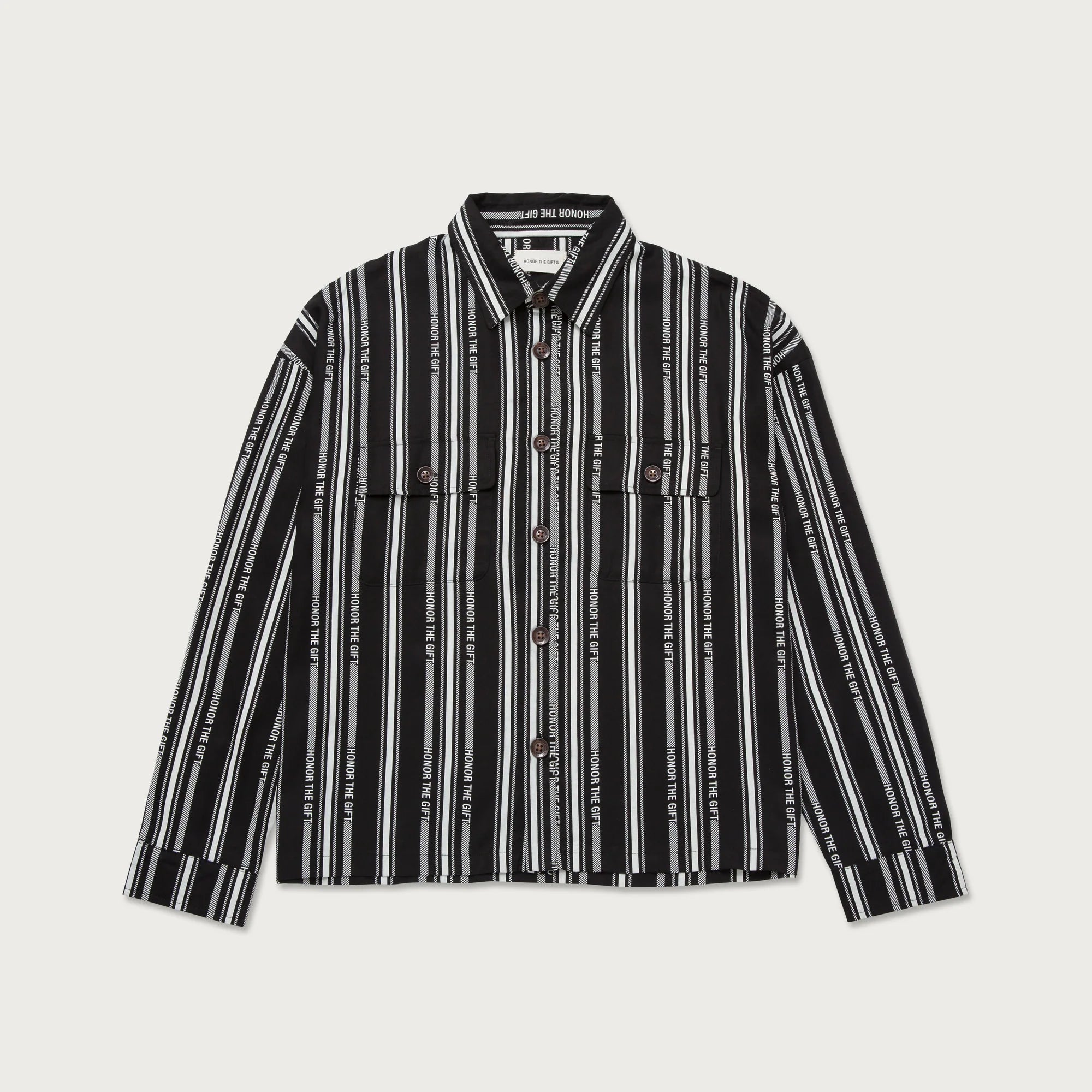 HONOR STRIPE BUTTON UP