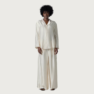 LOOSE SATIN STRIPE WIDE LEG