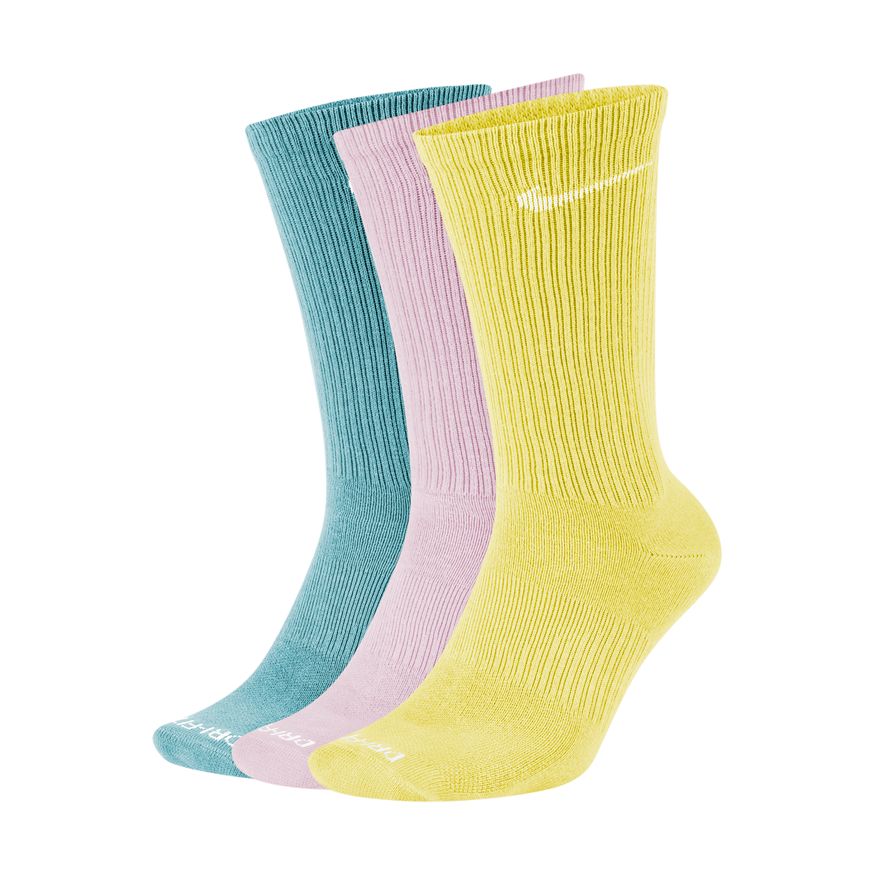 Nike Everyday Plus Lightweight Women's Training Crew Socks (3 Pairs Blue/Pink/Yellow)